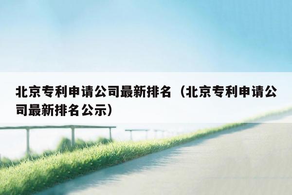 北京专利申请公司最新排名（北京专利申请公司最新排名公示）