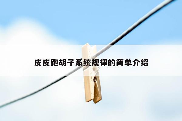 皮皮跑胡子系统规律的简单介绍