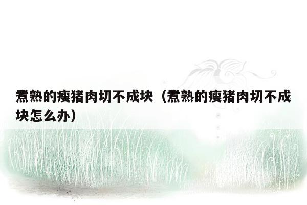 煮熟的瘦猪肉切不成块（煮熟的瘦猪肉切不成块怎么办）