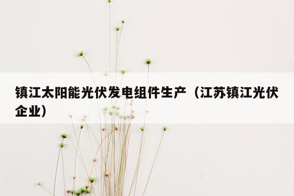 镇江太阳能光伏发电组件生产（江苏镇江光伏企业）