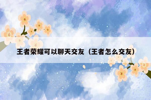 王者荣耀可以聊天交友（王者怎么交友）