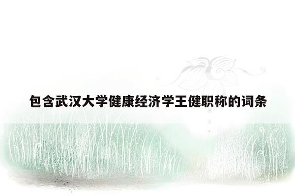 包含武汉大学健康经济学王健职称的词条