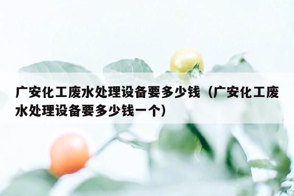 广安化工废水处理设备要多少钱（广安化工废水处理设备要多少钱一个）