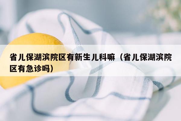 省儿保湖滨院区有新生儿科嘛（省儿保湖滨院区有急诊吗）