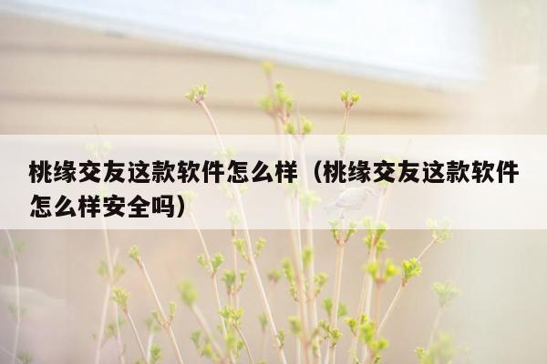 桃缘交友这款软件怎么样（桃缘交友这款软件怎么样安全吗）
