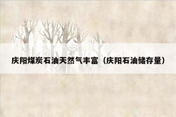 庆阳煤炭石油天然气丰富（庆阳石油储存量）