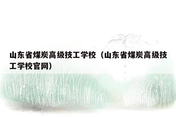 山东省煤炭高级技工学校（山东省煤炭高级技工学校官网）