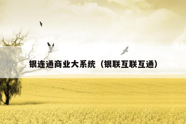 银连通商业大系统（银联互联互通）