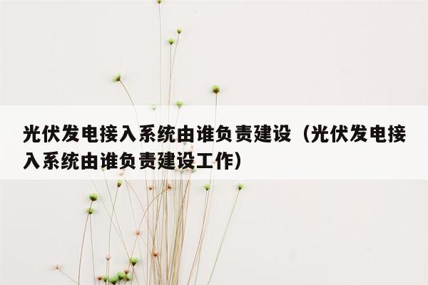 光伏发电接入系统由谁负责建设（光伏发电接入系统由谁负责建设工作）