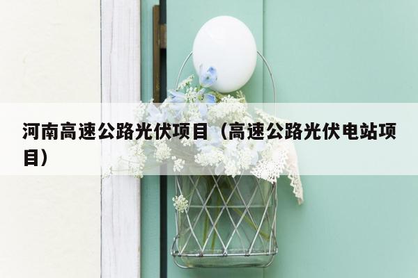 河南高速公路光伏项目（高速公路光伏电站项目）