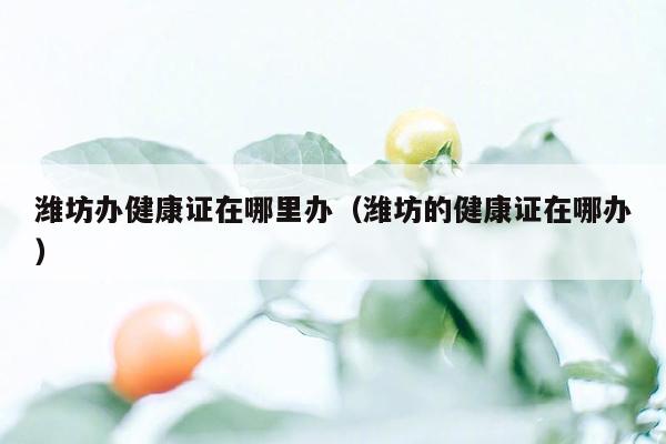 潍坊办健康证在哪里办（潍坊的健康证在哪办）
