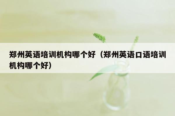 郑州英语培训机构哪个好（郑州英语口语培训机构哪个好）