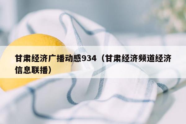甘肃经济广播动感934（甘肃经济频道经济信息联播）