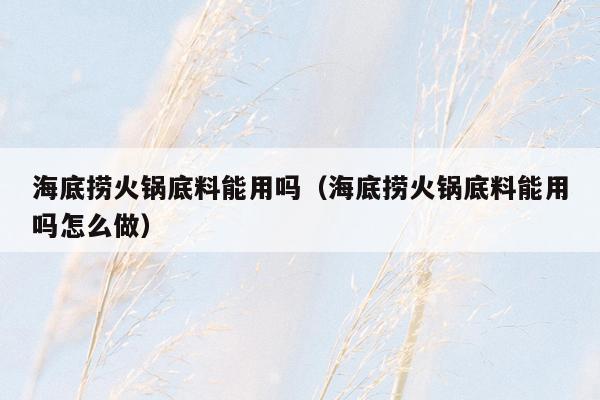 海底捞火锅底料能用吗（海底捞火锅底料能用吗怎么做）
