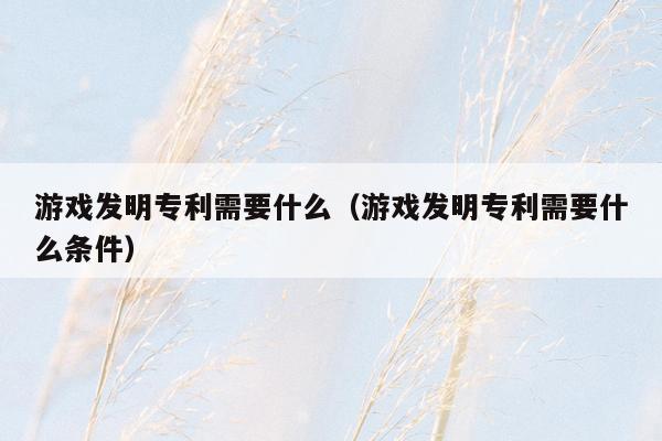 游戏发明专利需要什么（游戏发明专利需要什么条件）
