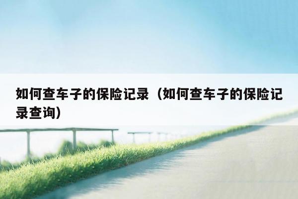 如何查车子的保险记录（如何查车子的保险记录查询）