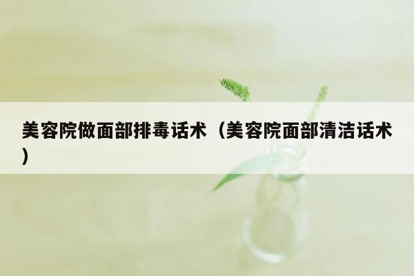 美容院做面部排毒话术（美容院面部清洁话术）