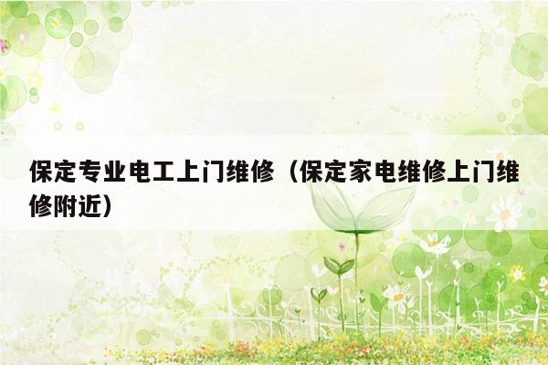 保定专业电工上门维修（保定家电维修上门维修附近）