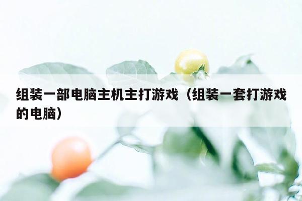 组装一部电脑主机主打游戏（组装一套打游戏的电脑）
