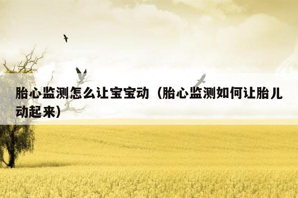 胎心监测怎么让宝宝动（胎心监测如何让胎儿动起来）