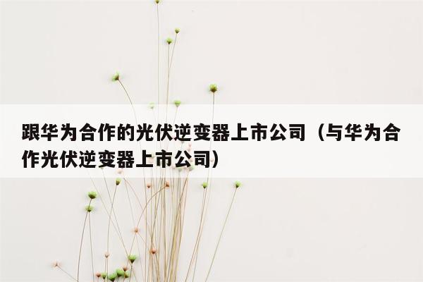 跟华为合作的光伏逆变器上市公司（与华为合作光伏逆变器上市公司）