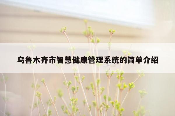 乌鲁木齐市智慧健康<strong>管理系统</strong>的简单介绍