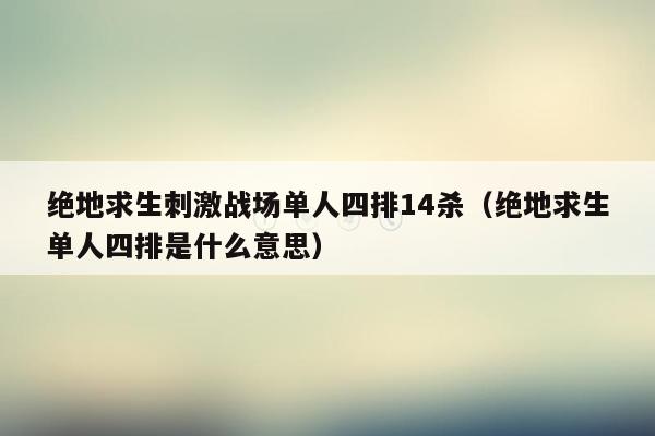 绝地求生刺激战场单人四排14杀（绝地求生单人四排是什么意思）
