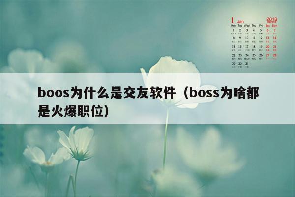 boos为什么是交友软件（boss为啥都是火爆职位）