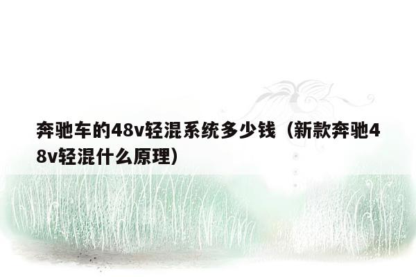 奔驰车的48v轻混系统多少钱（新款奔驰48v轻混什么原理）