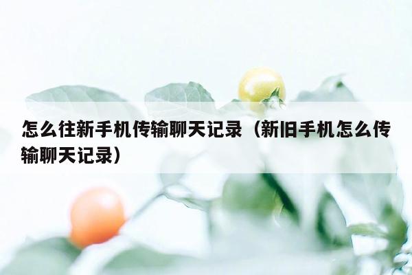 怎么往新手机传输聊天记录（新旧手机怎么传输聊天记录）