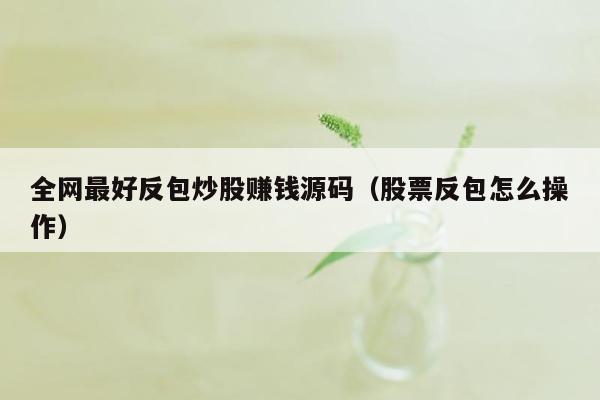 全网最好反包炒股赚钱源码（股票反包怎么操作）