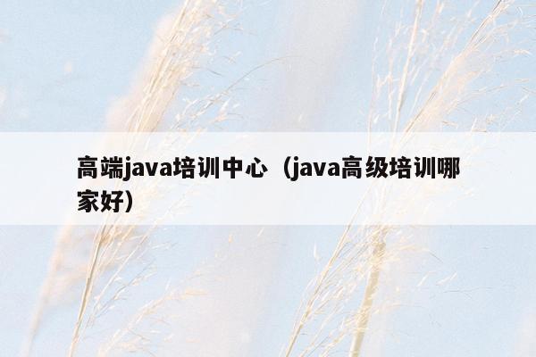 高端java培训中心（java高级培训哪家好）