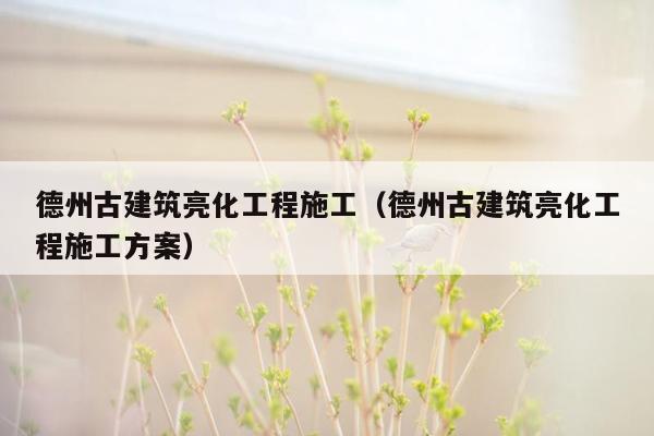 德州古建筑亮化工程施工（德州古建筑亮化工程施工方案）