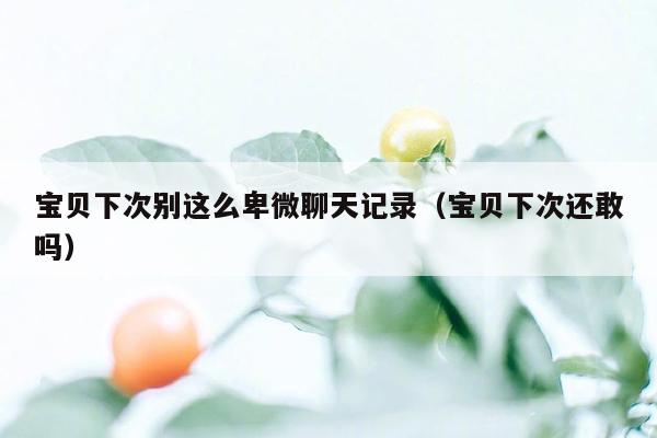 宝贝下次别这么卑微聊天记录（宝贝下次还敢吗）